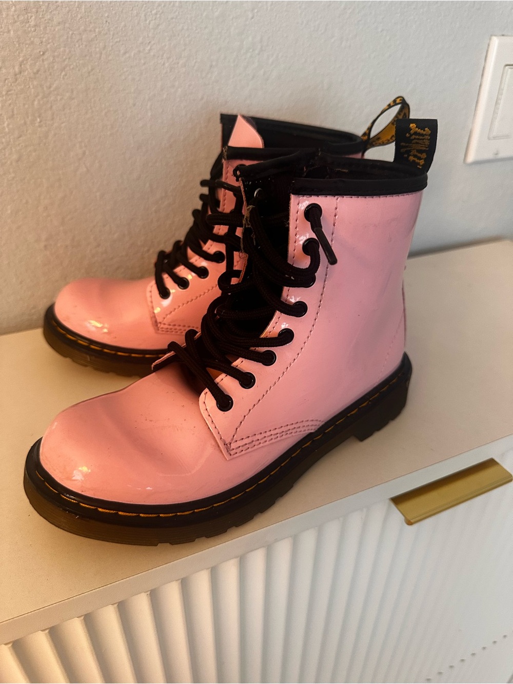 Dr. Martens Lace-Up Pink Combat Boots for kids
